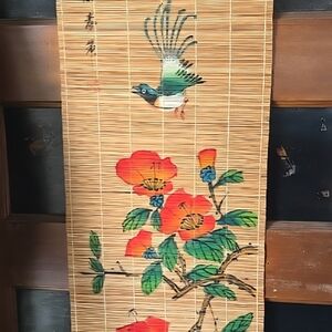 Handcrafted Bamboo Wall Hanging with Floral and Bird Design